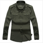 Men's army green cotton fabric woven shirt