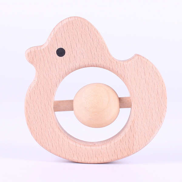 wooden baby teether duck